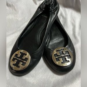 Pre loved story Burch ballet flats. Silver TB